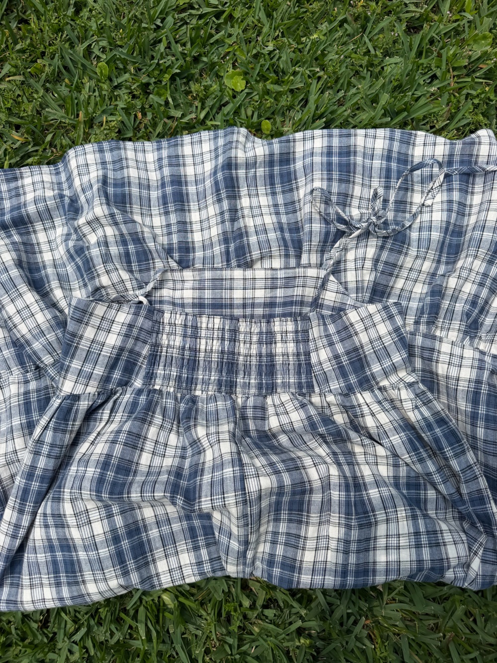 Anthropologie Plaid Cottagecore Tie Strap Midi Dress Size Small 100% Cotton - Picture 8 of 9